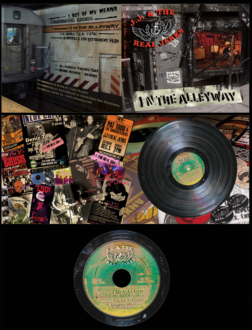 jj and the real jerks in the alleyway sleeve design by sophie lo